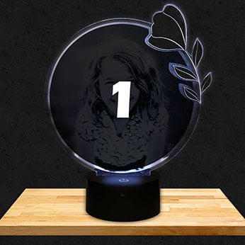 Gepersonaliseerde ronde lamp bloem warm