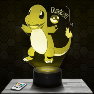 Lampe 3D Salamèche Pokémon avec socle au choix !