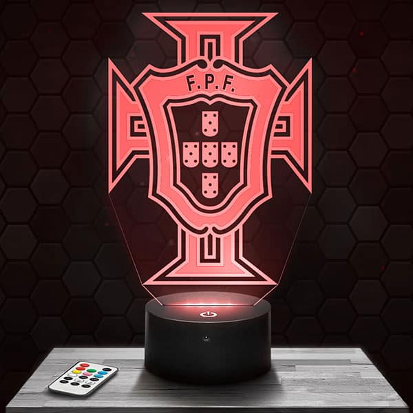 lampe-3d-portugal-fpf Lampe 3D Logo Portugal FPF avec socle au choix !