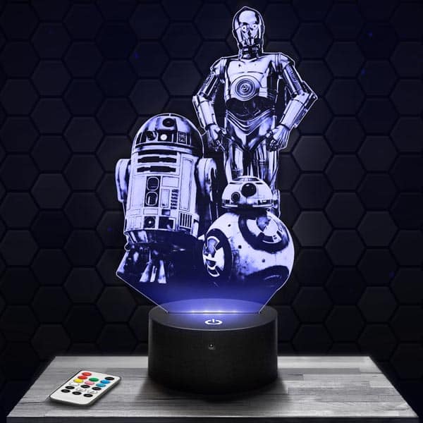 lampe-3d-famille-star-wars-droïde Star Wars - Droïdes R2-D2 C-3PO BB-8