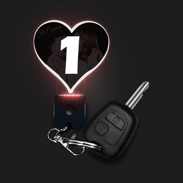 Gepersonaliseerde Lichtgevende Hartvormige Sleutelhanger